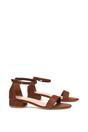 Brown XY LONDON Brown 'Tate' Low Block Heel Sandals With Ankle Strap, Image 3 of 5