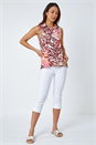 Pink Sleeveless Floral Print Blouse, Image 4 of 5