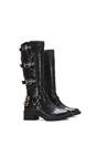 Black 'Cobra' Harness Square toe Knee High Biker Boots, Image 3 of 7