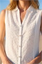 Ivory  Broderie Collared Vest Top, Image 4 of 4