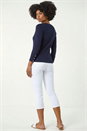 Navy  Scalloped Neck Knit Jumper, Image 3 of 5