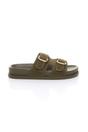 Pale Green AJVANI Pale Green Flatform Double Buckle Footbed Sandals, Image 2 of 4