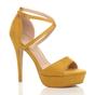 Yellow AJVANI Yellow High Heel Crossed Straps Platform Sandals, Image 1 of 6