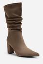 Taupe Lilyana Ruched Heeled Calf Boot In Taupe Suede, Image 2 of 4
