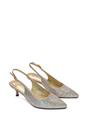 Gold XY LONDON Gold Slingback Court Shoes Pointed Kitten Heels With Crystal Details, Image 5 of 6