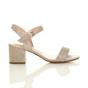 Champagne AJVANI Champagne Mid Block Heel Strappy Sandals, Image 2 of 6