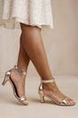 Gold 'Madrid' Mid Block Heel With Ankle Strap, Image 6 of 6