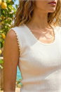Ivory  Faux Pearl Trim Top, Image 4 of 4