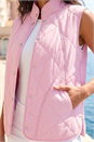 Pink Diamond Quilted Funnel Neck Gilet , Image 4 of 4