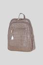 Grey Real Leather Backpack with Multiple Pockets and Gold-Tone Hardware, Image 2 of 4