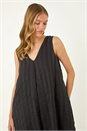 Black Textured Short A-Line Dress, Image 4 of 7