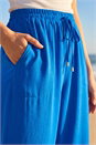 Blue Petite Elasticated Waist Cropped Trousers , Image 4 of 4
