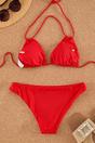 Red WOVCOR Red Triangle Bikini Set with Multi Strap Detail, Image 3 of 4