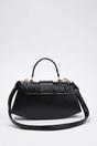 Black Women's Faux Suede Panel Mini Grab Bag with Push Lock Closure, Image 3 of 3