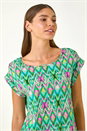 Green Abstract Print Shell Top, Image 4 of 5