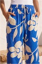 Royal Blue Floral Mono Print Trouser, Image 4 of 5