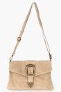 Beige Buckle Clutch Bag Italian Suede Leather, Image 1 of 4
