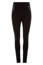 Black Popper Detail Ponte Trousers, Image 4 of 4