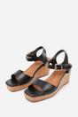 Black Imelda Wedge Sandals With Buckle Ankle Strap, Image 3 of 5