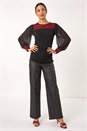 Red Sequin Yoke Mesh Sleeve Top, Image 6 of 6