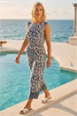 Blue Petite Printed Cropped Jumpsuit, Image 3 of 4