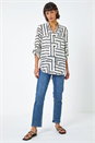 Ivory  Geo Polka Dot Print Longline Shirt, Image 2 of 5