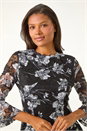 Charcoal Floral Lace Stretch Top, Image 1 of 5