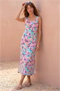 Pink Confetti Print A-Line Midi Dress, Image 1 of 4