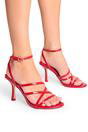 Red Free Spirit Red Strappy Round Toe Mid Heels, Image 1 of 4