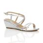 Silver AJVANI Silver Mid Wedge Heel Crossed Straps Sandals, Image 1 of 6