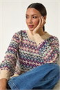 Teal Delicate Scallop Fairisle Jumper, Image 5 of 6