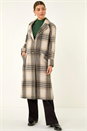 Ivory  Check Print Longline Coat, Image 3 of 7