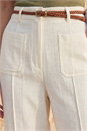 Ivory  Linen Blend Belted Trouser, Image 4 of 5