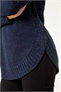 Midnight Blue Nep Fabric Curved Hem Jumper, Image 5 of 5