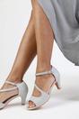 Silver 'Beatrice' Low Kitten Heel Crossover Strap, Image 2 of 3