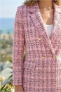 Pink Double Breasted Boucle Jacket, Image 4 of 4