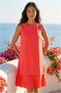 Coral Petite Sleeveless Pleated Hem Shift Dress, Image 2 of 3