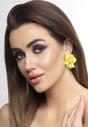 Yellow Floral Pearl Stud Earrings In Light Pink, Image 4 of 5