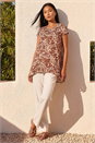 Brown Animal Print Hanky Hem Stretch Top, Image 2 of 4