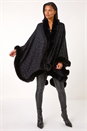 Black Hotfix Faux Fur Trim Cape, Image 1 of 5