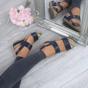 Navy Blue AJVANI Navy Blue Mid Wedge Heel Strappy Slingback Sandals, Image 5 of 6