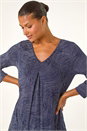 Navy  Spot Print Pleat Front Tunic Top, Image 5 of 5