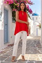 Red Keyhole Front Stretch Top, Image 2 of 4