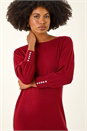 Red Button Detail Knitted Jumper Dress, Image 4 of 5