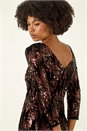 Chocolate Sequin Velvet Shift Stretch Dress, Image 4 of 5
