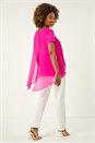 Cerise Ring Front Chiffon Overlay Top, Image 3 of 5