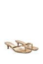 Gold XY LONDON Gold 'Jane' Toe Post Low Kitten Heel Mule Sandal Shoes, Image 3 of 6