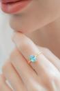 Blue Sterling Silver Aquamarine CZ Adjustable Ring, Image 1 of 3