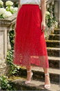 Red Polka Dot Print Elasticated Mesh Skirt, Image 1 of 4