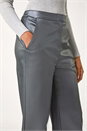 Pewter Gunmetal Metallic Coated Wide Leg Cropped Trouser, Image 5 of 5
